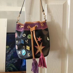 Dooney & Burke Leather Drawstring Strap Duffel Bag